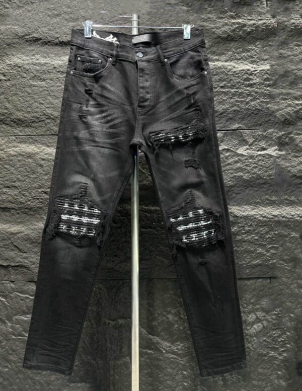Amiri Ripp Black White Patch Jeans – AMIJ009
