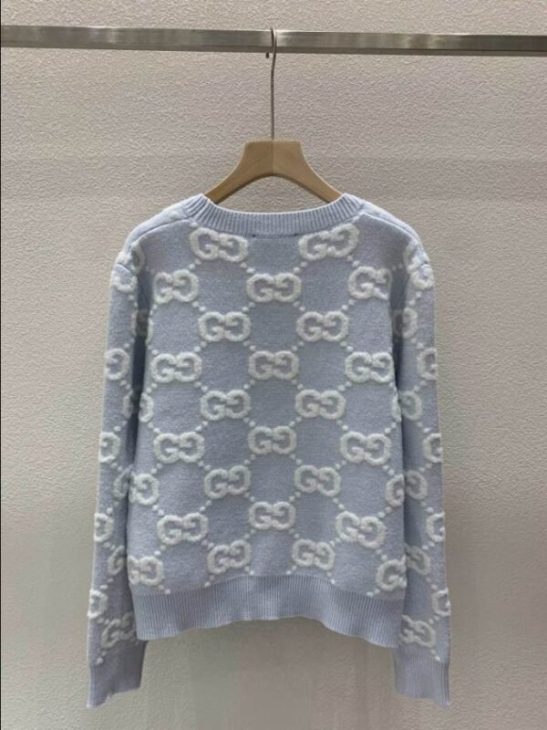 GUCCI Stitch Blue V-neck Knitwear – GCK057 - Image 4