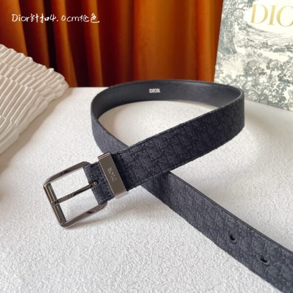 Black Dior Oblique Jacquard and Black Grained Calfskin Belt - DB026