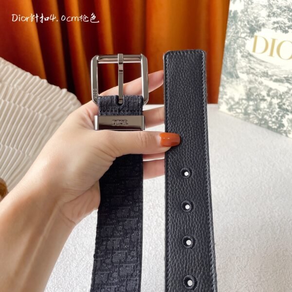 Black Dior Oblique Jacquard and Black Grained Calfskin Belt - DB026 - Image 4