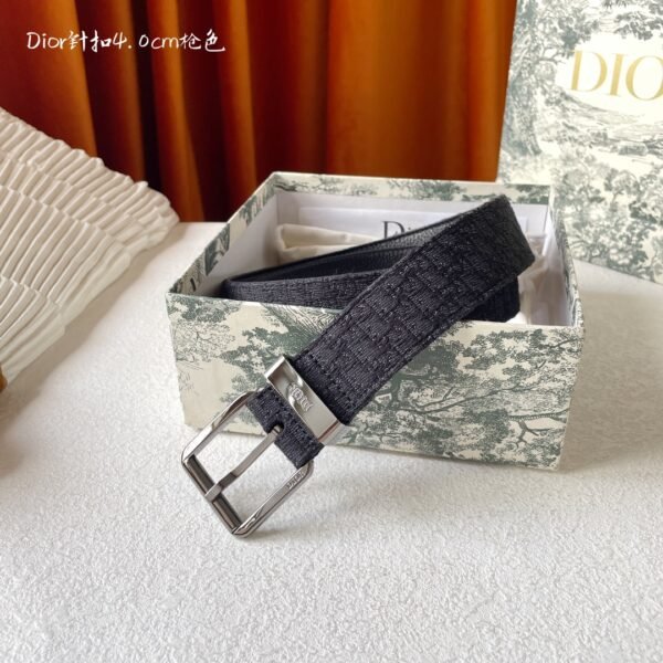 Black Dior Oblique Jacquard and Black Grained Calfskin Belt - DB026 - Image 5
