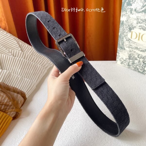 Black Dior Oblique Jacquard and Black Grained Calfskin Belt - DB026 - Image 3