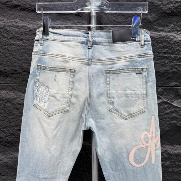 Amiri Men Blue Script Logo Jeans – AMIJ017 - Image 6