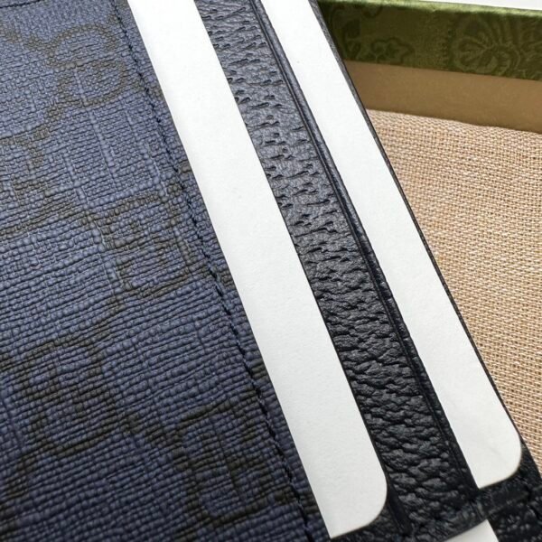 NEW GUCCI OPHIDIA BLUE & DARK BLUE GG SUPREME CANVAS LEATHER CARD CASE WALLET- WLG031 - Image 3