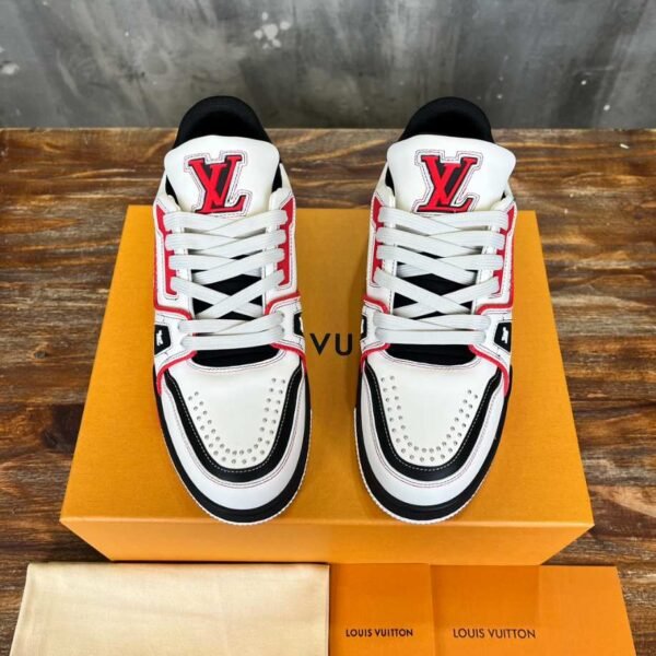 Louis Vuitton Trainer White Red Low Sneaker – LVS205 - Image 4