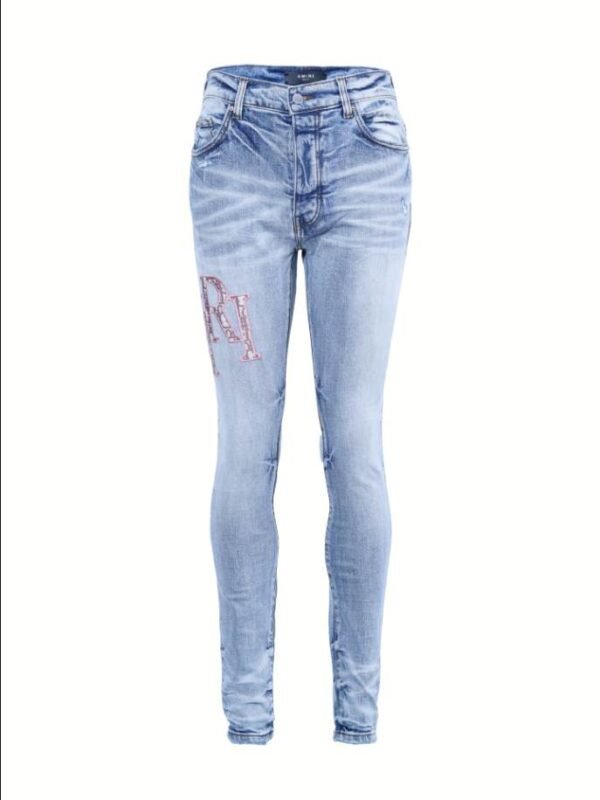 Amiri Logo-Embroidered Skinny Blue Jeans – AMIJ048 - Image 2