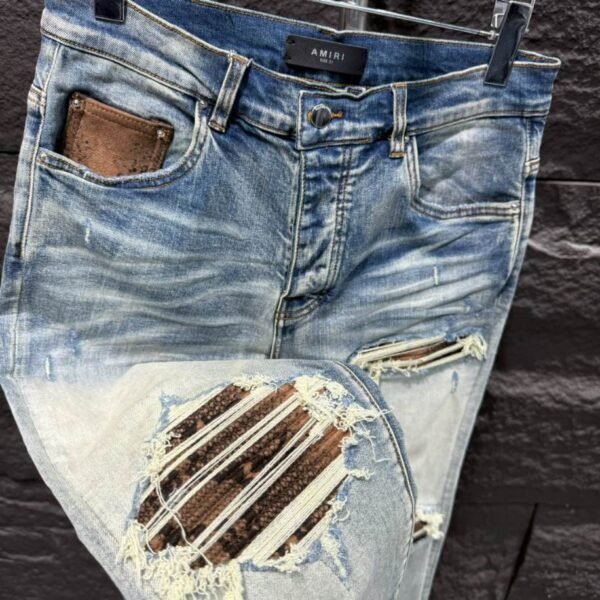 Amiri Ripp Brown Blue Jeans – AMIJ028 - Image 5