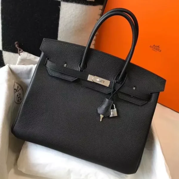 Hermes Birkin 30cm Bag In Black Clemence Leather PHW - HW029