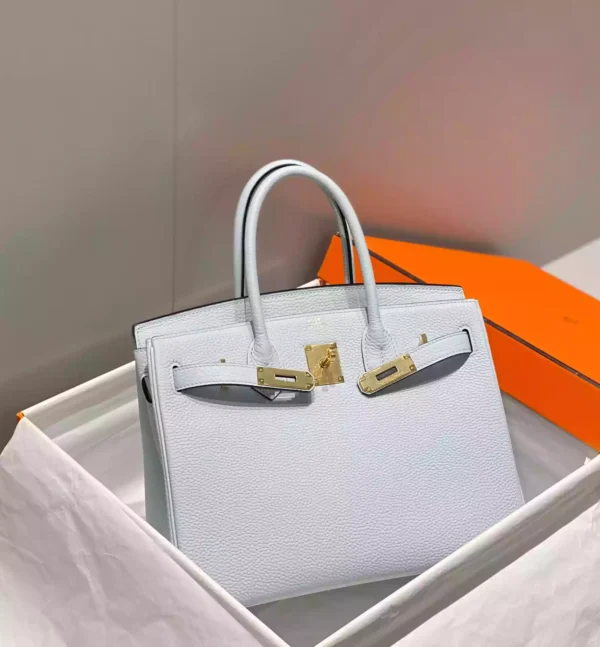 Hermes Birkin 30cm Bag In Blue Brume Clemence Leather GHW - HW017 - Image 3