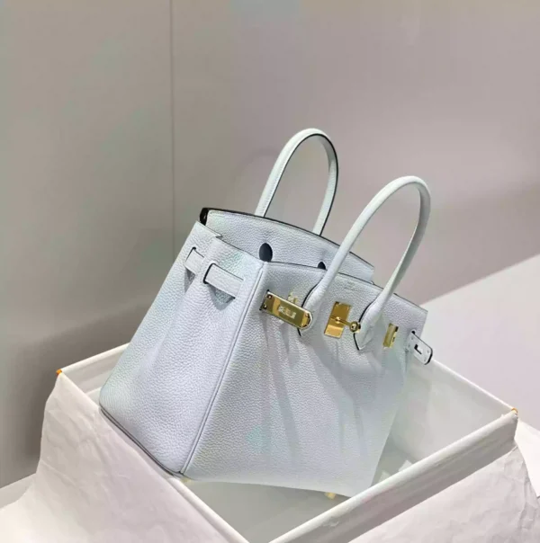 Hermes Birkin 30cm Bag In Blue Brume Clemence Leather GHW - HW017 - Image 4