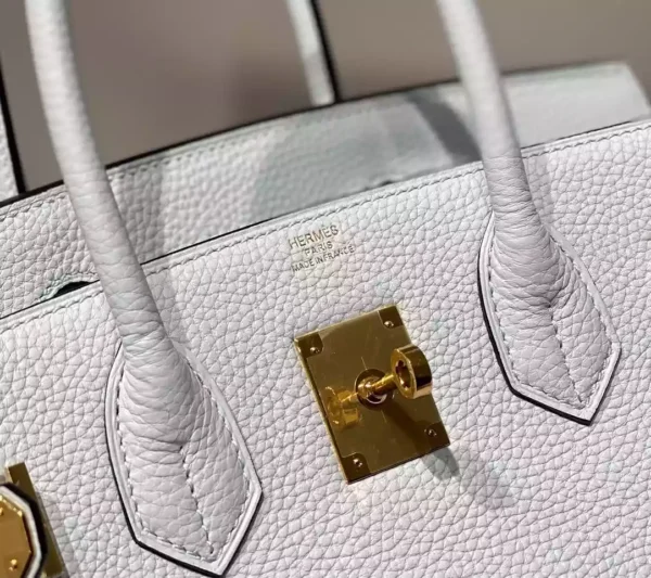 Hermes Birkin 30cm Bag In Blue Brume Clemence Leather GHW - HW017 - Image 6