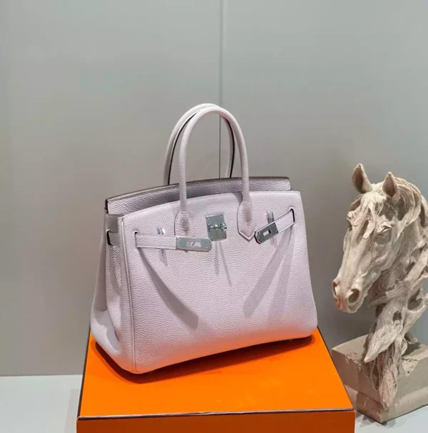 Hermes Birkin 30cm Bag In Mauve Pale Clemence Leather PHW - HW019 - Image 3