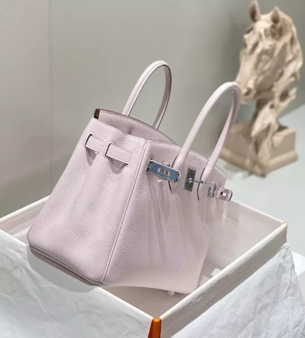 Hermes Birkin 30cm Bag In Mauve Pale Clemence Leather PHW - HW019 - Image 4