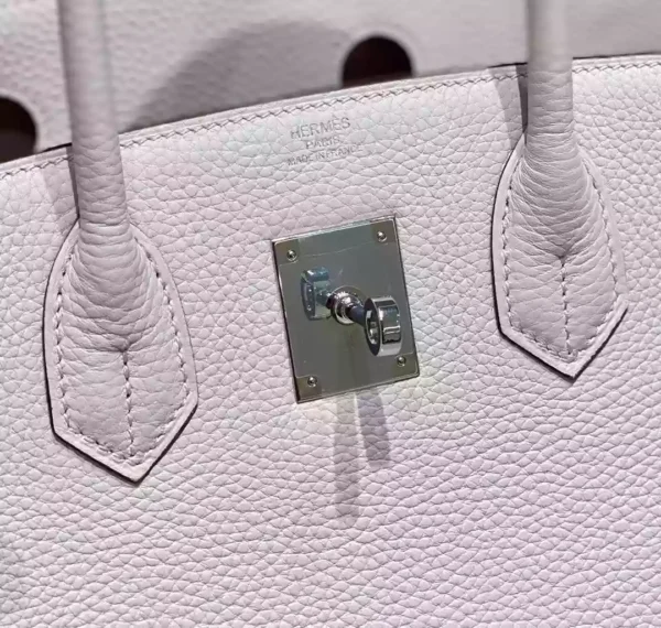 Hermes Birkin 30cm Bag In Mauve Pale Clemence Leather PHW - HW019 - Image 5