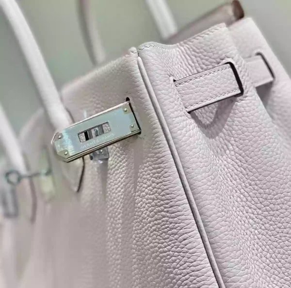 Hermes Birkin 30cm Bag In Mauve Pale Clemence Leather PHW - HW019 - Image 7