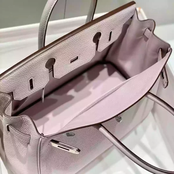 Hermes Birkin 30cm Bag In Mauve Pale Clemence Leather PHW - HW019 - Image 8