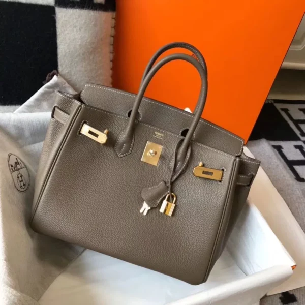 Hermes Birkin 30cm Bag In Taupe Clemence Leather GHW - HW022 - Image 4