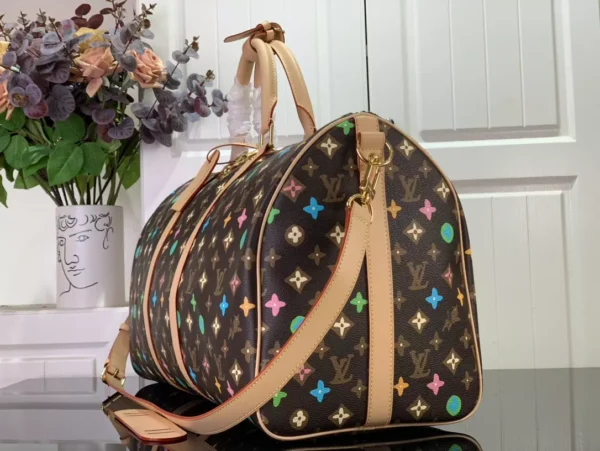 LV Keepall Bandoulière 50 Bag in Chocolate Monogram Craggy Coated Canvas - LW176 - Image 6