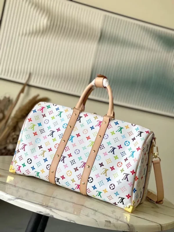LV Takashi Murakami Keepall Bandoulière 45 Bag in Multicolor Monogram Canvas - LW175 - Image 3