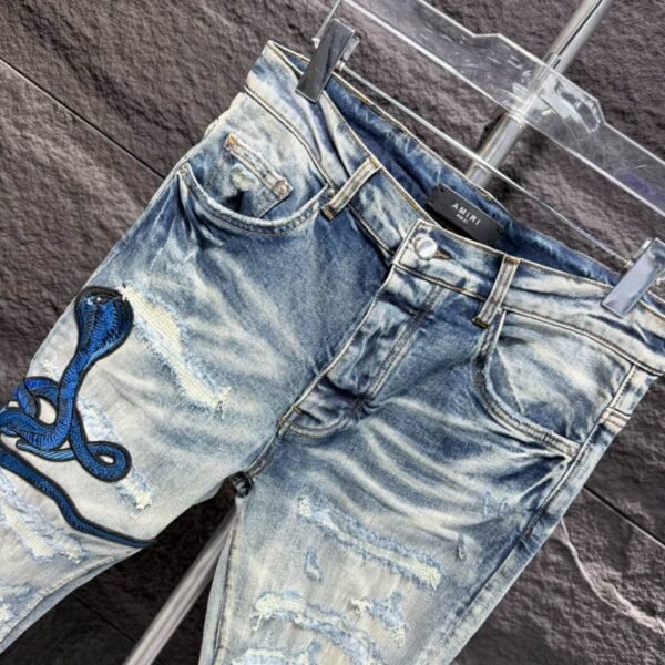 Amiri Men Blue Patch-Detail Jeans – AMIJ018 - Image 6