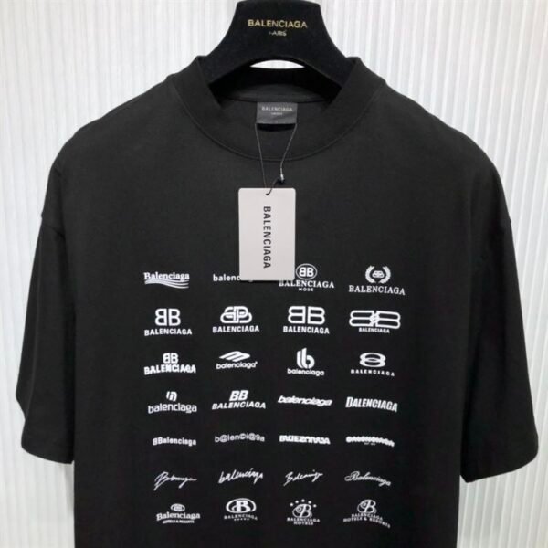 BALENCIAGA ARCHIVES LOGOS T-SHIRT OVERSIZED IN BLACK – BAS015 - Image 4