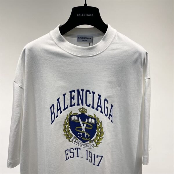 BALENCIAGA COLLEGE T-SHIRT MEDIUM FIT IN WHITE – BAS009 - Image 4