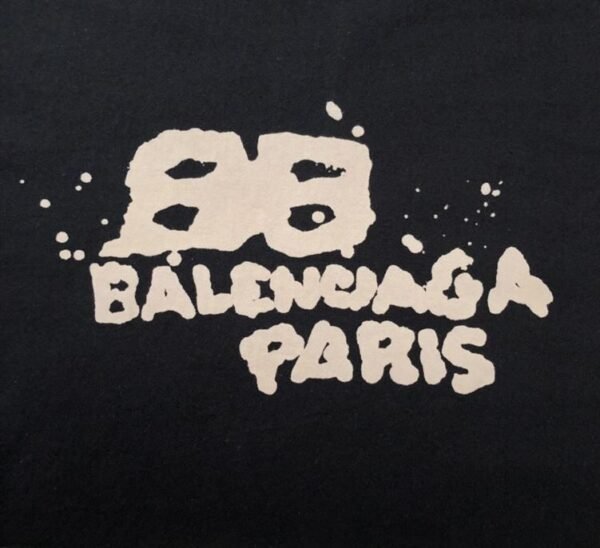 BALENCIAGA HAND DRAWN BB ICON T-SHIRT MEDIUM FIT IN BLACK – BAS013 - Image 4