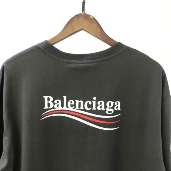 BALENCIAGA MEN'S POLITICAL CAMPAIGN T-SHIRT LARGE FIT IN GREY – BAS019 - Image 5