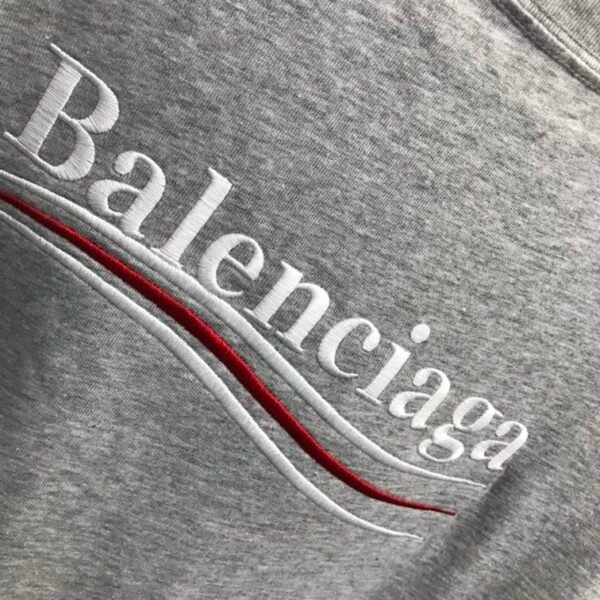 BALENCIAGA MEN'S POLITICAL CAMPAIGN T-SHIRT LARGE FIT IN GREY – BAS021 - Image 5