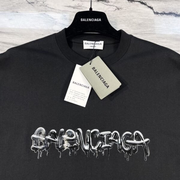 BALENCIAGA  MEN'S SLIME T-SHIRT MEDIUM FIT IN BLACK – BAS011 - Image 5