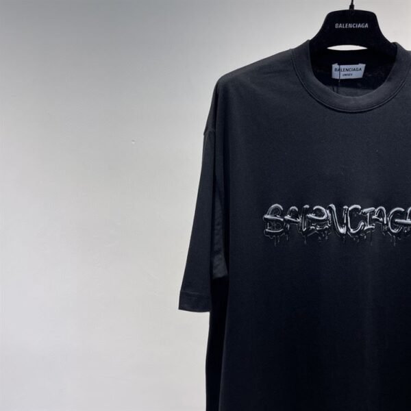 BALENCIAGA  MEN'S SLIME T-SHIRT MEDIUM FIT IN BLACK – BAS011 - Image 6