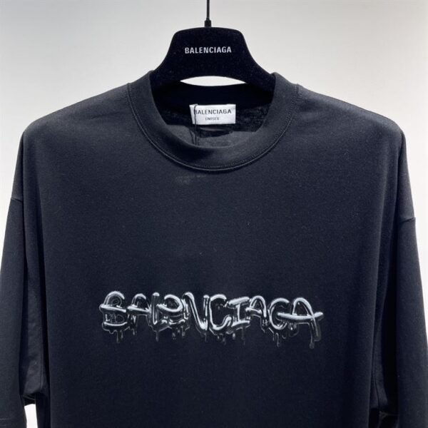 BALENCIAGA  MEN'S SLIME T-SHIRT MEDIUM FIT IN BLACK – BAS011 - Image 7