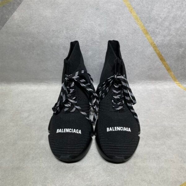 BALENCIAGA MEN'S SPEED 2.0 LACE-UP RECYCLED KNIT SNEAKER IN BLACK – BLA031 - Image 4