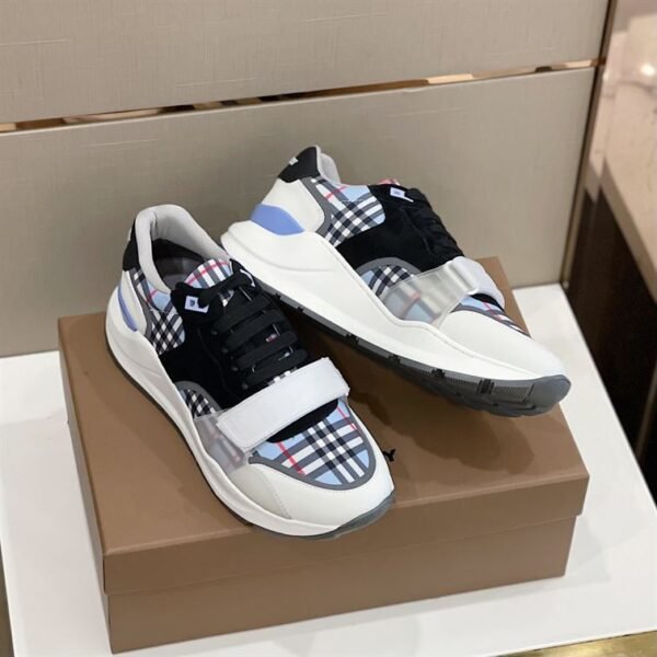 BURBERRY CHECK NYLON. LEATHER AND SUEDE SNEAKERS – BBR031 - Image 4