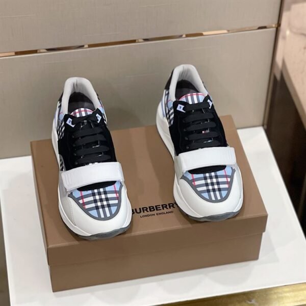 BURBERRY CHECK NYLON. LEATHER AND SUEDE SNEAKERS – BBR031 - Image 3