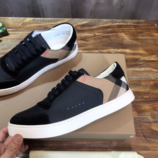 BURBERRY LEATHER AND HOUSE CHECK COTTON SNEAKERS – BBR014 - Image 4
