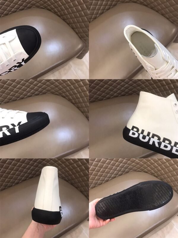 BURBERRY LOGO PRINT GABARDINE HIGH-TOP SNEAKERS – BBR029 - Image 10