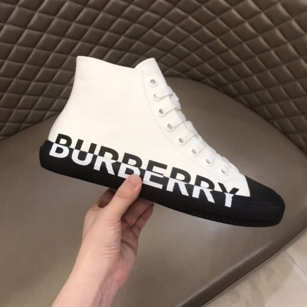 BURBERRY LOGO PRINT GABARDINE HIGH-TOP SNEAKERS – BBR029 - Image 6