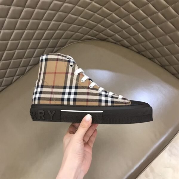 BURBERRY VINTAGE CHECK COTTON HIGH-TOP SNEAKERS – BBR027 - Image 5