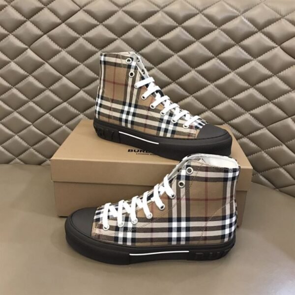 BURBERRY VINTAGE CHECK COTTON HIGH-TOP SNEAKERS – BBR027 - Image 2
