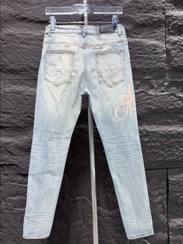 Amiri Men Blue Script Logo Jeans – AMIJ017 - Image 3