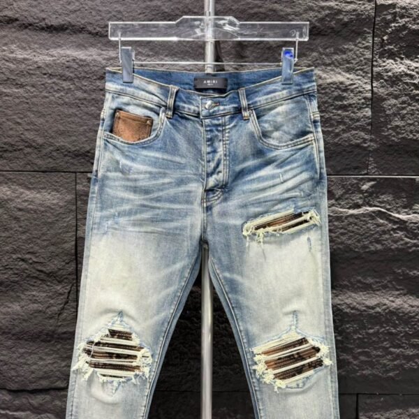 Amiri Ripp Brown Blue Jeans – AMIJ028 - Image 2