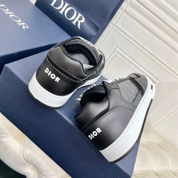 DIOR B27 LOW-TOP SNEAKER BLACK SMOOTH CALFSKIN AND CD DIAMOND CANVAS – DO141 - Image 6