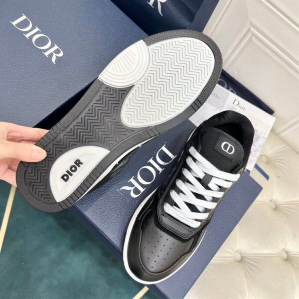 DIOR B27 LOW-TOP SNEAKER BLACK SMOOTH CALFSKIN AND CD DIAMOND CANVAS – DO141 - Image 7