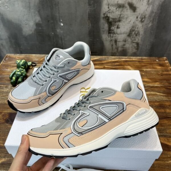 DIOR B30 SNEAKER GRAY MESH AND LIGHT PINK AND GRAY TECHNICAL FABRIC – DO058 - Image 6