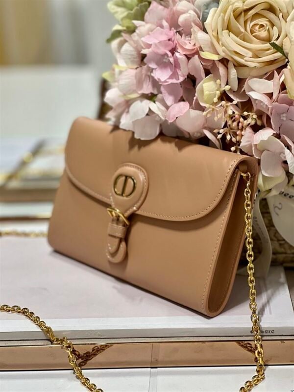 DIOR BOBBY EAST-WEST POUCH WITH CHAIN BEIGE SMOOTH CALFSKIN - DOB101 - Image 7