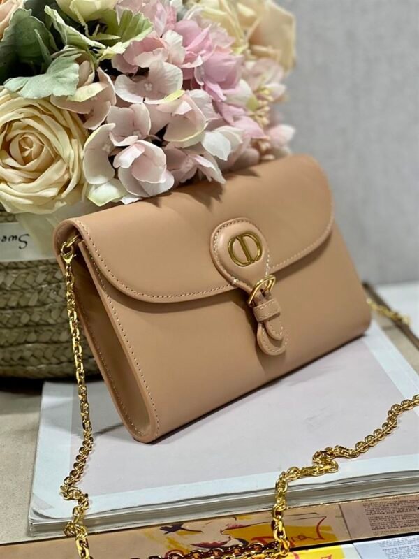 DIOR BOBBY EAST-WEST POUCH WITH CHAIN BEIGE SMOOTH CALFSKIN - DOB101 - Image 6