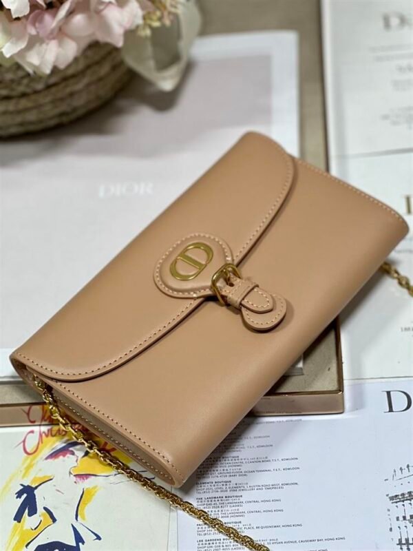 DIOR BOBBY EAST-WEST POUCH WITH CHAIN BEIGE SMOOTH CALFSKIN - DOB101 - Image 3