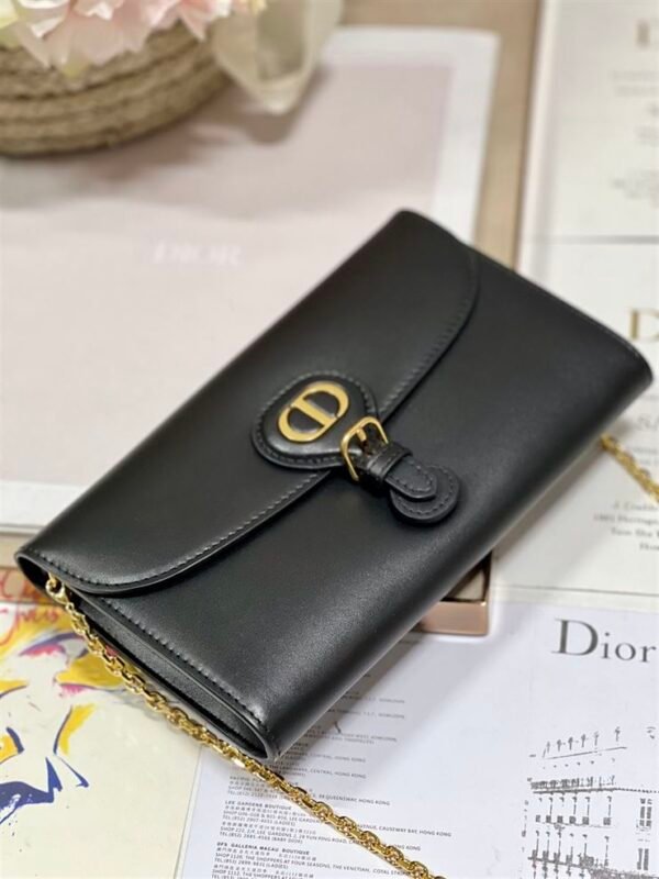 DIOR BOBBY EAST-WEST POUCH WITH CHAIN BLACK SMOOTH CALFSKIN - DOB098 - Image 3