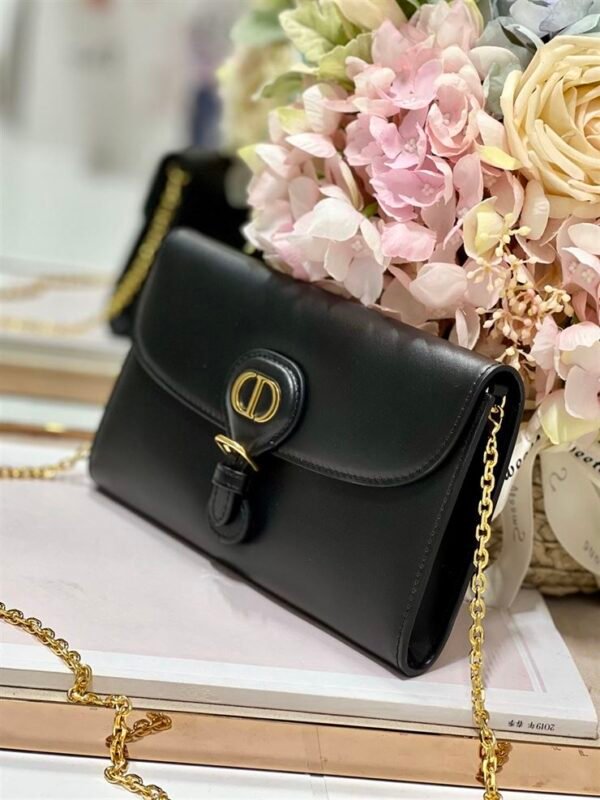DIOR BOBBY EAST-WEST POUCH WITH CHAIN BLACK SMOOTH CALFSKIN - DOB098 - Image 7